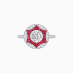 Load image into Gallery viewer, Art Deco Inspired Round Starburst with French-Cut Gemstone Ring - Shahin Jewelry
