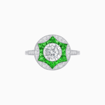 Load image into Gallery viewer, Art Deco Inspired Round Starburst with French-Cut Gemstone Ring - Shahin Jewelry