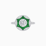 Load image into Gallery viewer, Art Deco Inspired Round Starburst with French-Cut Gemstone Ring - Shahin Jewelry