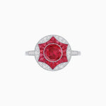 Load image into Gallery viewer, Art Deco Inspired Round Starburst with French-Cut Gemstone Ring - Shahin Jewelry