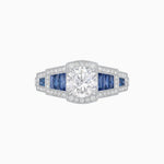 Load image into Gallery viewer, Art Deco Inspired Round Stepped Halo Gemstone &amp; Diamond Ring - Shahin Jewelry