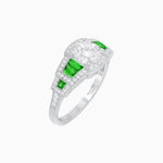 Load image into Gallery viewer, Art Deco Inspired Round Stepped Halo Gemstone &amp; Diamond Ring - Shahin Jewelry