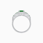 Load image into Gallery viewer, Art Deco Inspired Round Stepped Halo Gemstone &amp; Diamond Ring - Shahin Jewelry