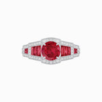 Load image into Gallery viewer, Art Deco Inspired Round Stepped Halo Gemstone &amp; Diamond Ring - Shahin Jewelry