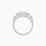 Load image into Gallery viewer, Art Deco Inspired Round Stepped Halo Gemstone &amp; Diamond Ring - Shahin Jewelry