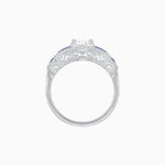 Load image into Gallery viewer, Art Deco Inspired Round Stepped Halo Gemstone &amp; Diamond Ring - Shahin Jewelry