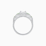 Load image into Gallery viewer, Art Deco Inspired Round Stepped Halo Gemstone &amp; Diamond Ring - Shahin Jewelry