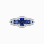 Load image into Gallery viewer, Art Deco Inspired Round Stepped Halo Gemstone &amp; Diamond Ring - Shahin Jewelry