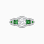 Load image into Gallery viewer, Art Deco Inspired Round Stepped Halo Gemstone &amp; Diamond Ring - Shahin Jewelry