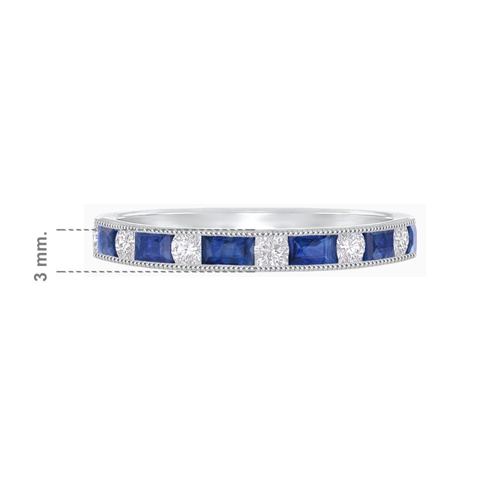 Art Deco Inspired Sapphire And Diamond Half Eternity Band - Shahin Jewelry