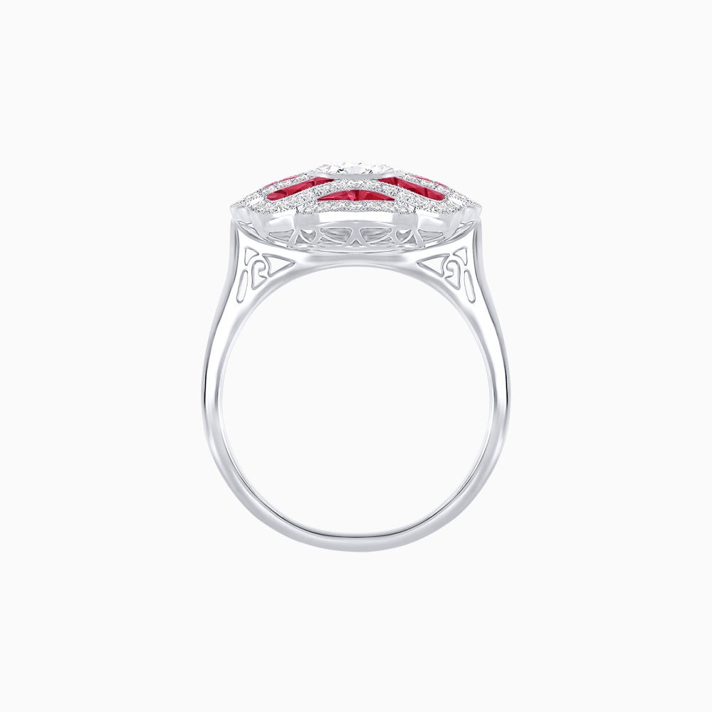 Art Deco Inspired Sea Wave Convertible Oval Ring and Pendant - Shahin Jewelry