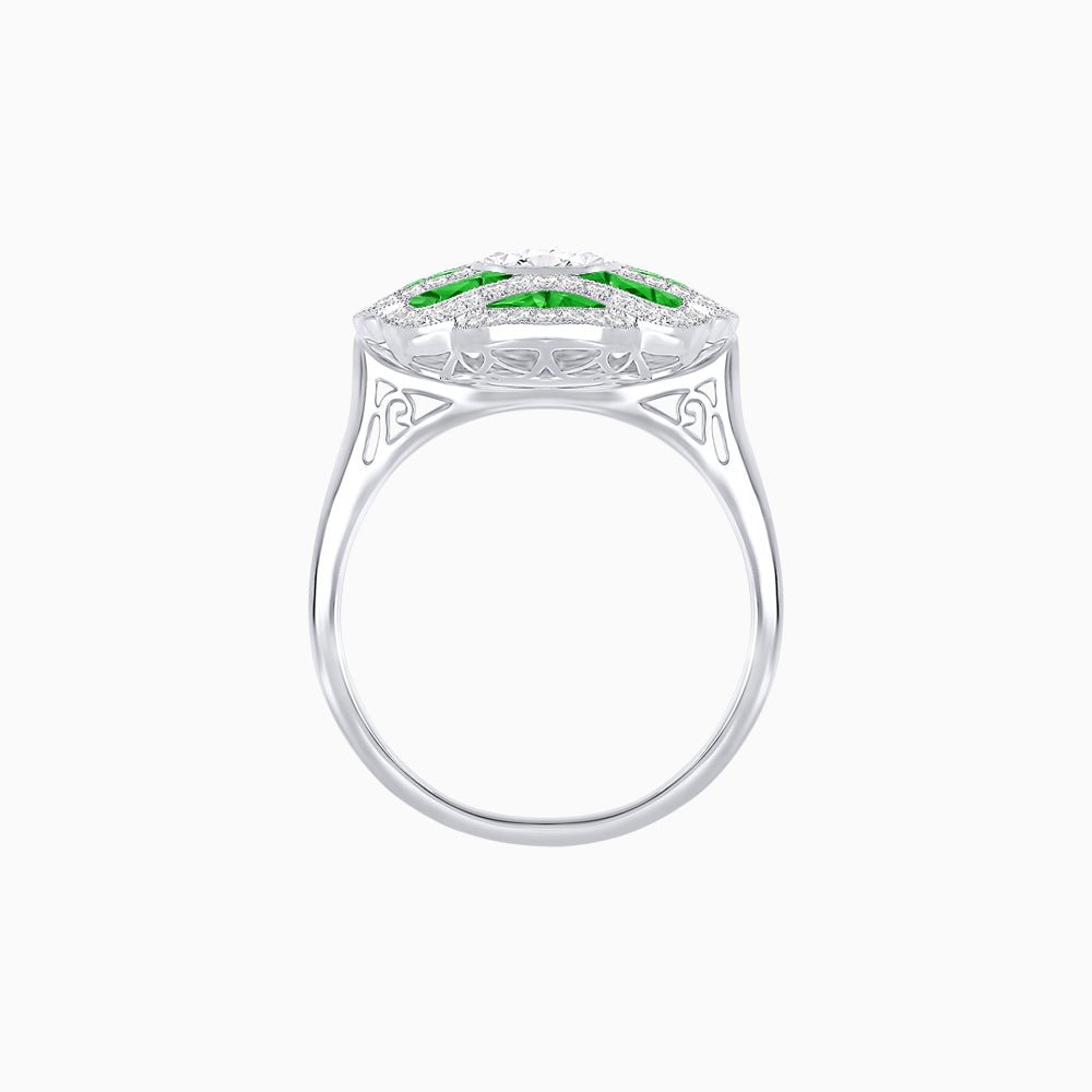 Art Deco Inspired Sea Wave Convertible Oval Ring and Pendant - Shahin Jewelry
