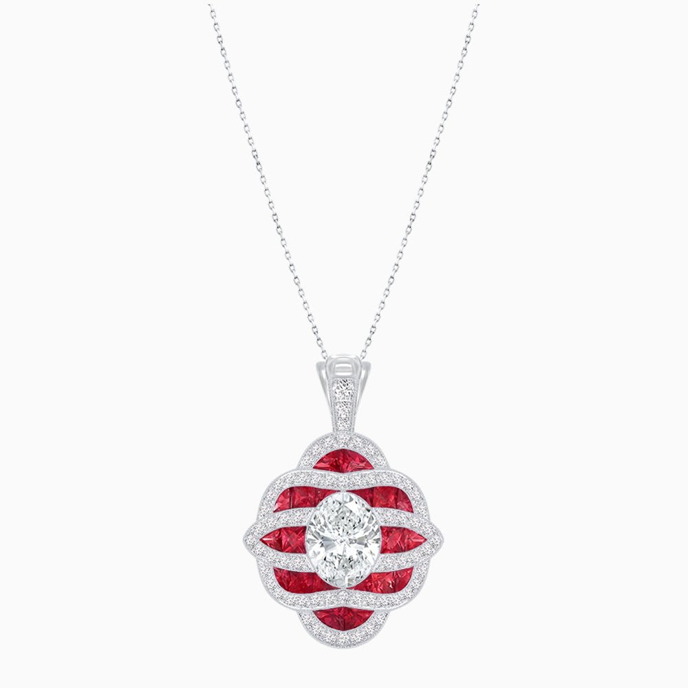 Art Deco Inspired Sea Wave Convertible Oval Ring and Pendant - Shahin Jewelry