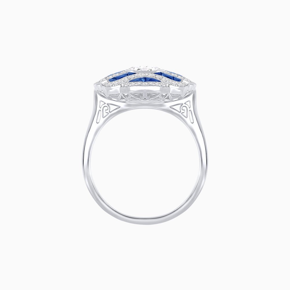 Art Deco Inspired Sea Wave Convertible Oval Ring and Pendant - Shahin Jewelry