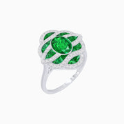 Art Deco Inspired Sea Wave Convertible Oval Ring and Pendant - Shahin Jewelry