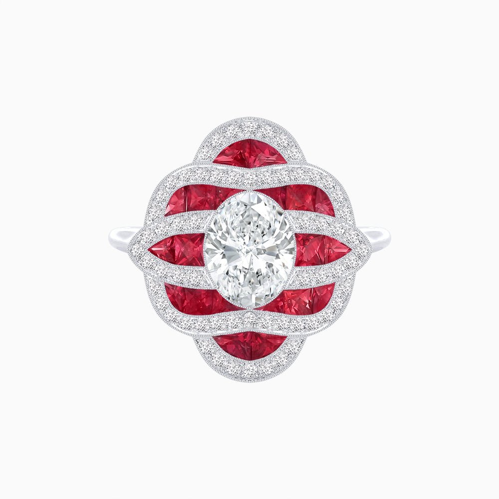Art Deco Inspired Sea Wave Convertible Oval Ring and Pendant - Shahin Jewelry