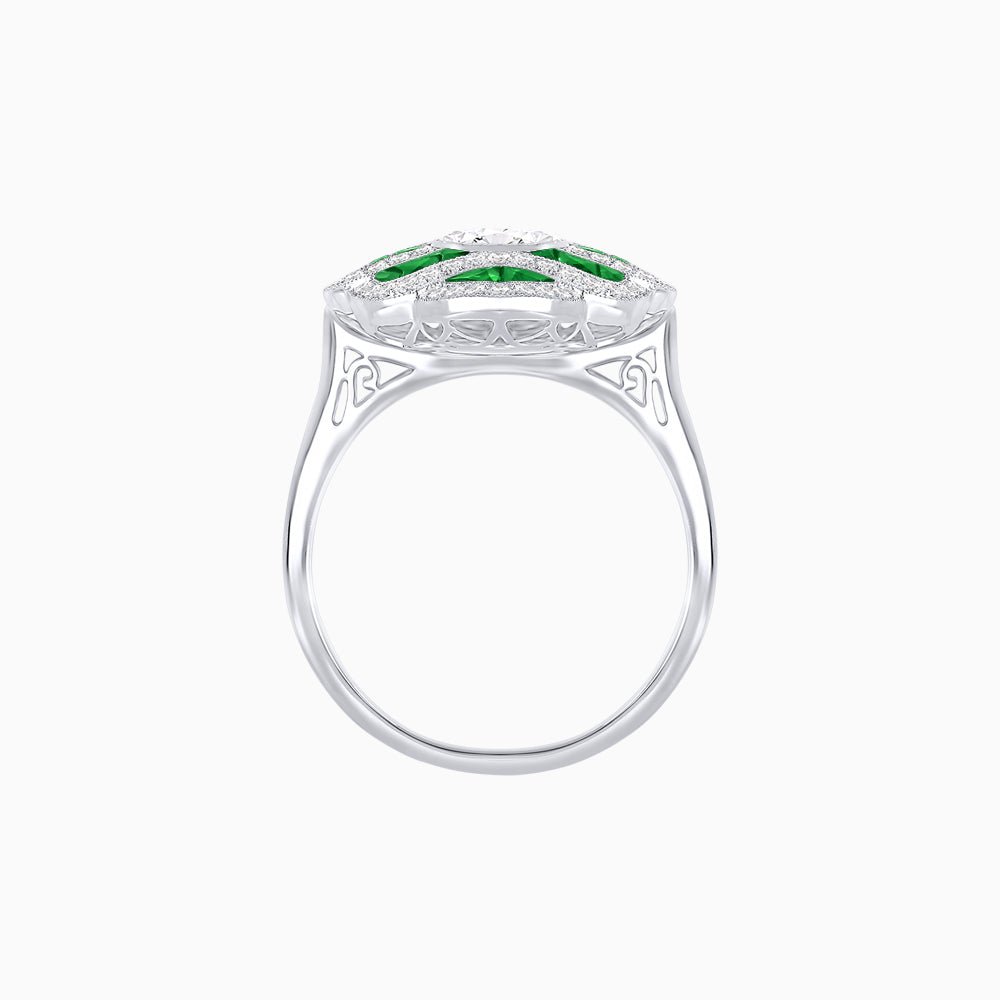 Art Deco Inspired Sea Wave Convertible Oval Ring and Pendant - Shahin Jewelry