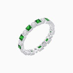 Load image into Gallery viewer, Art Deco Inspired Square Gemstone &amp; Diamond Stackable Full Eternity Band - Shahin Jewelry