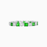Load image into Gallery viewer, Art Deco Inspired Square Gemstone &amp; Diamond Stackable Full Eternity Band - Shahin Jewelry