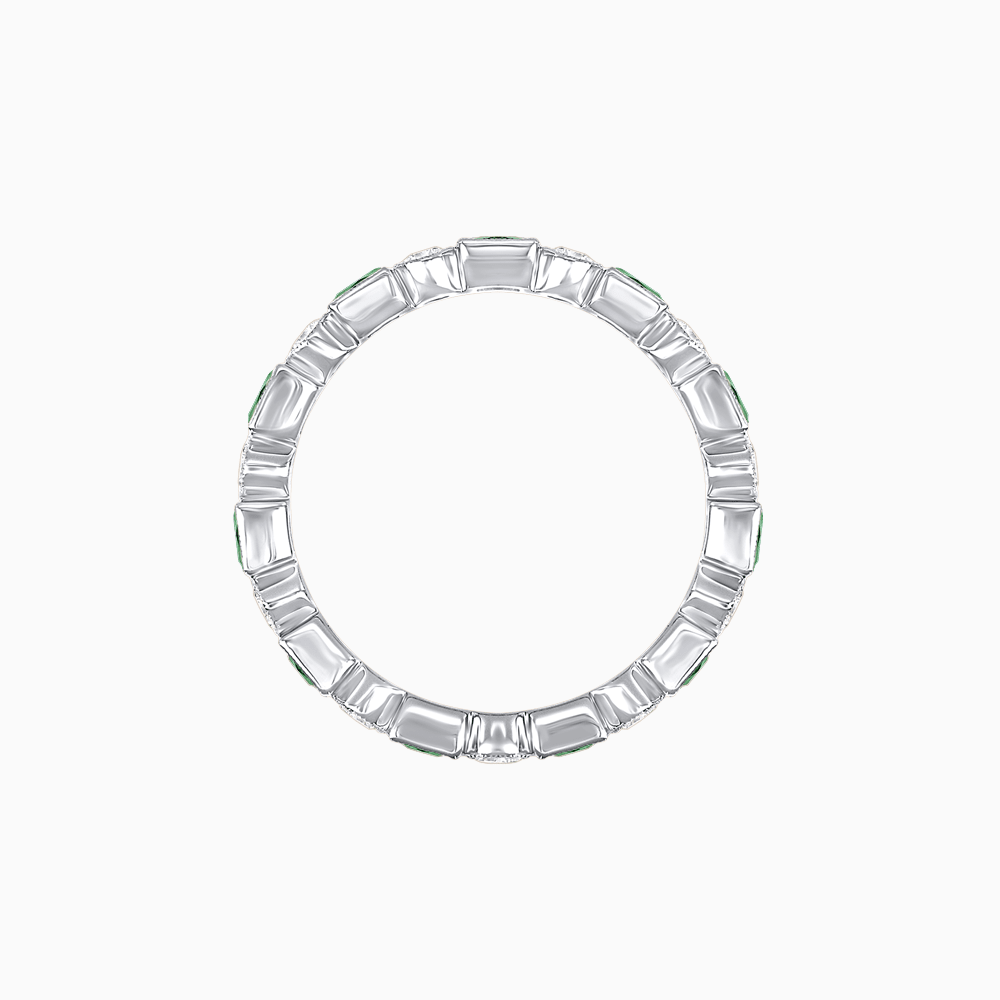 Art Deco Inspired Square Gemstone & Diamond Stackable Full Eternity Band - Shahin Jewelry