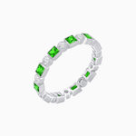 Load image into Gallery viewer, Art Deco Inspired Square Gemstone &amp; Diamond Stackable Full Eternity Band - Shahin Jewelry