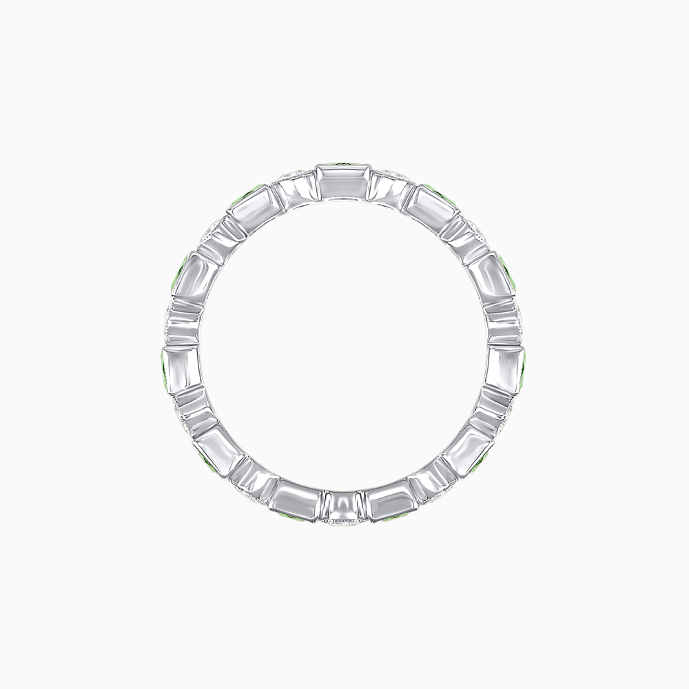 Art Deco Inspired Square Gemstone & Diamond Stackable Full Eternity Band - Shahin Jewelry