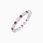 Load image into Gallery viewer, Art Deco Inspired Stackable Full Eternity Band with Geometric Gemstones - Shahin Jewelry