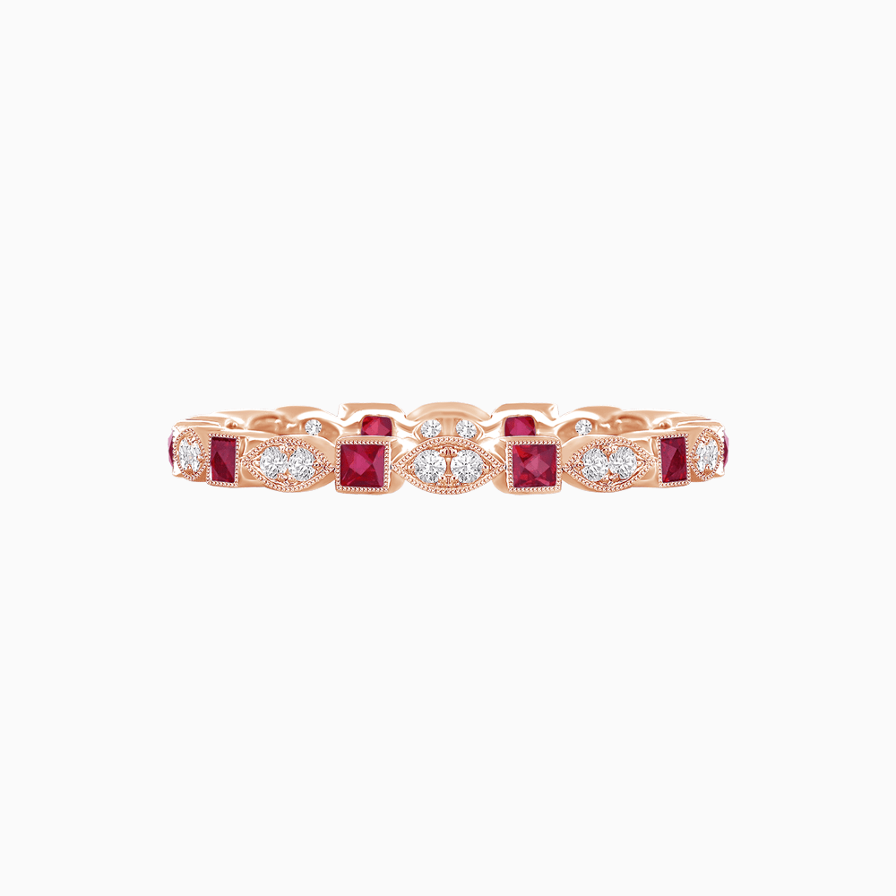 Art Deco Inspired Stackable Full Eternity Band with Geometric Gemstones - Shahin Jewelry