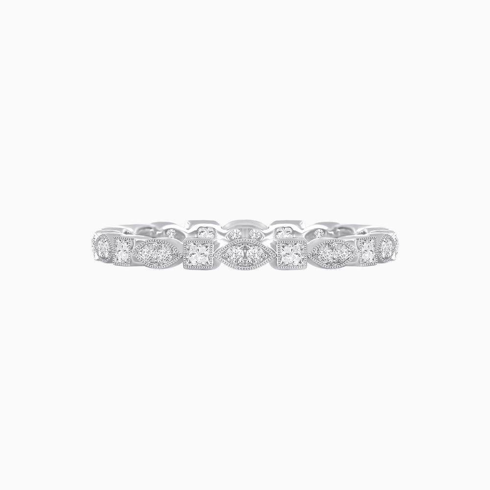 Art Deco Inspired Stackable Full Eternity Band with Geometric Gemstones - Shahin Jewelry