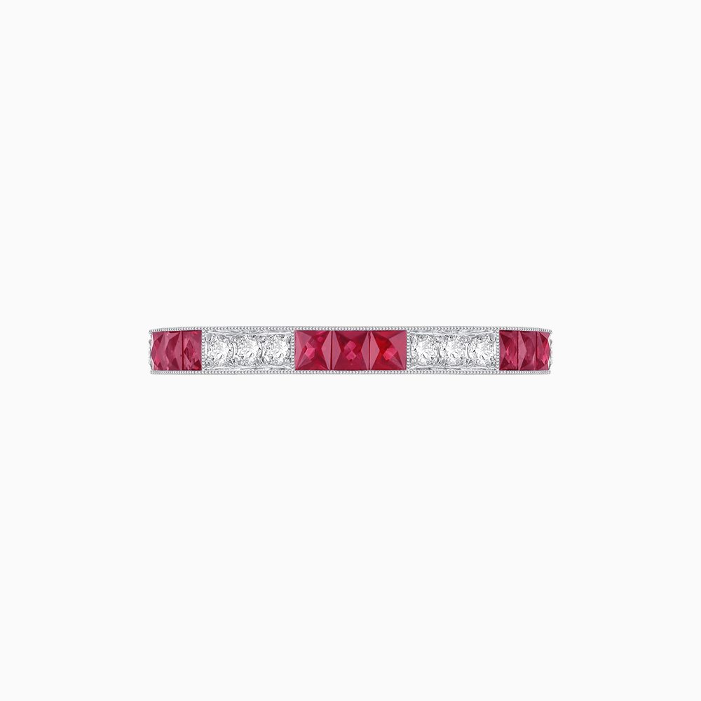 Art Deco Inspired Stackable Half Band with Princess-Cut Gemstones - Shahin Jewelry