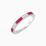 Load image into Gallery viewer, Art Deco Inspired Stackable Half Band with Princess-Cut Gemstones - Shahin Jewelry