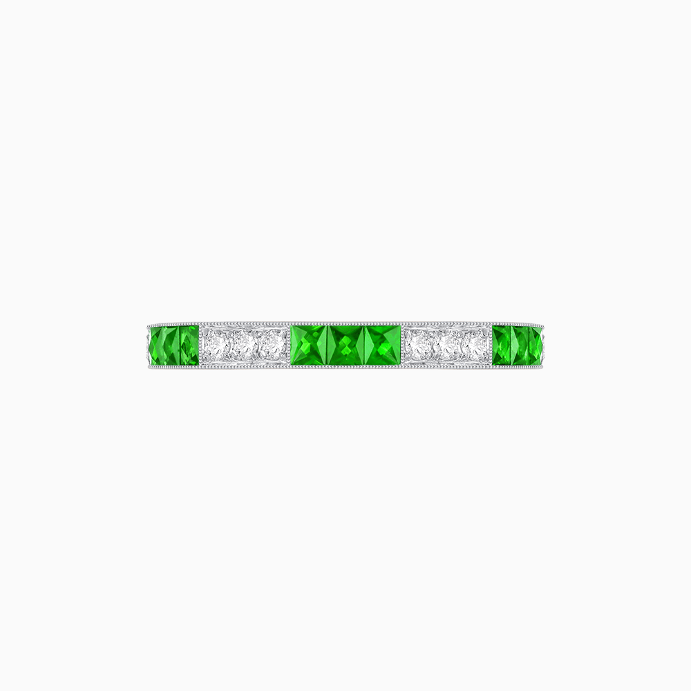 Art Deco Inspired Stackable Half Band with Princess-Cut Gemstones - Shahin Jewelry