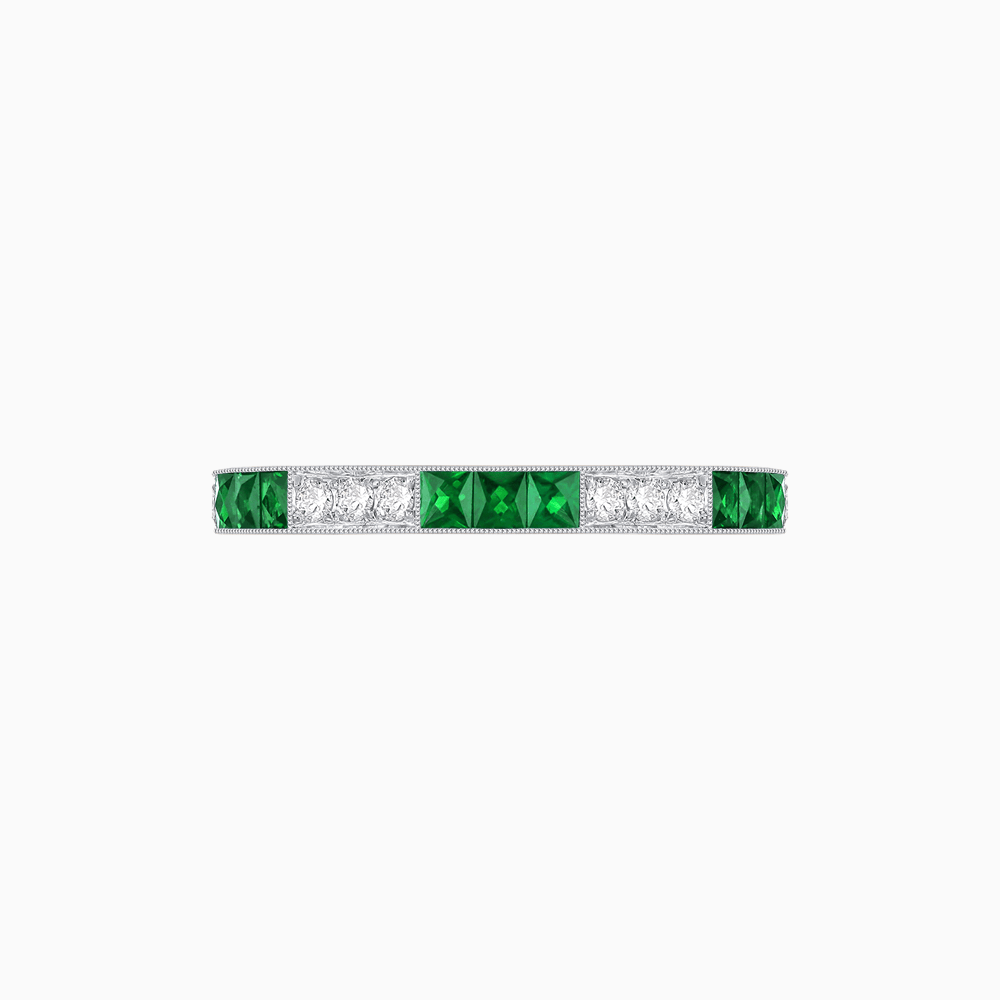 Art Deco Inspired Stackable Half Band with Princess-Cut Gemstones - Shahin Jewelry