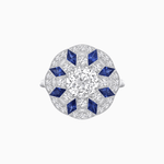 Load image into Gallery viewer, Art Deco Inspired Starburst Gemstone &amp; Diamond Cocktail Ring - Shahin Jewelry