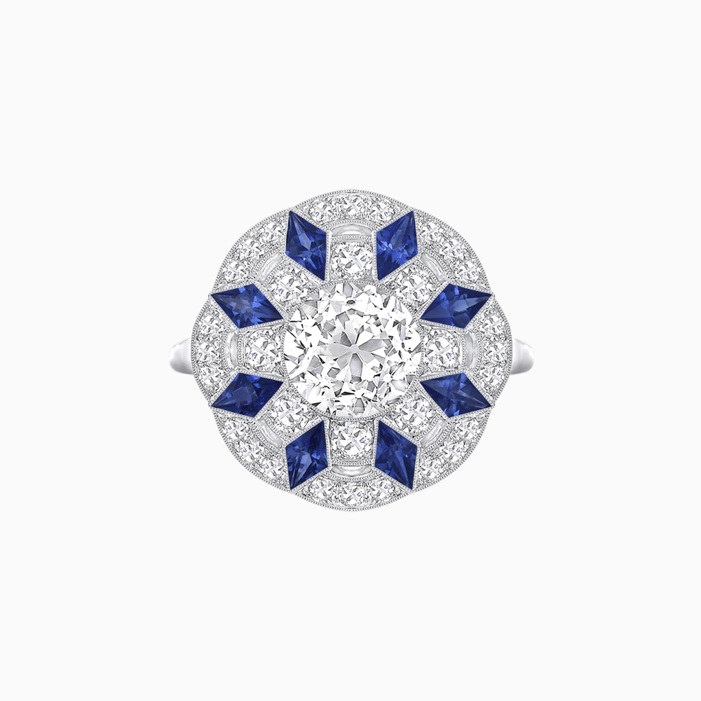 Art Deco Inspired Starburst Gemstone & Diamond Cocktail Ring - Shahin Jewelry