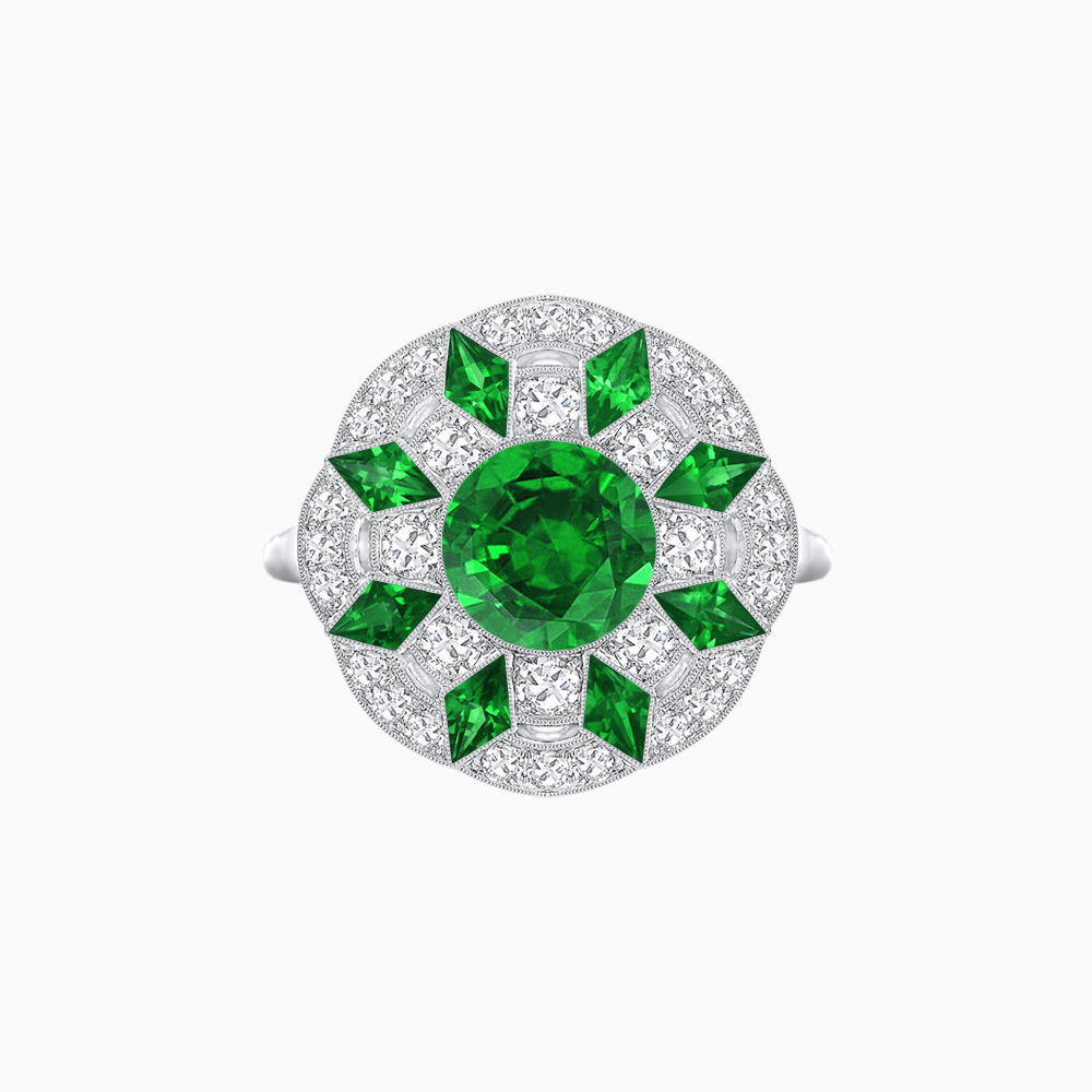 Art Deco Inspired Starburst Gemstone & Diamond Cocktail Ring - Shahin Jewelry