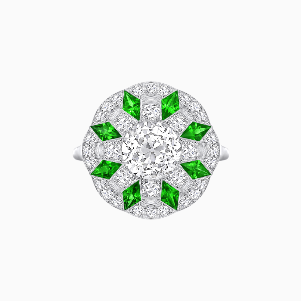Art Deco Inspired Starburst Gemstone & Diamond Cocktail Ring - Shahin Jewelry