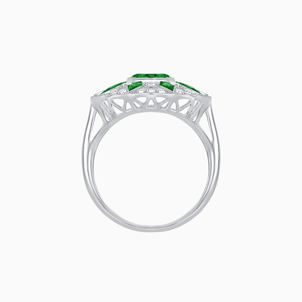 Art Deco Inspired Starburst Gemstone & Diamond Cocktail Ring - Shahin Jewelry