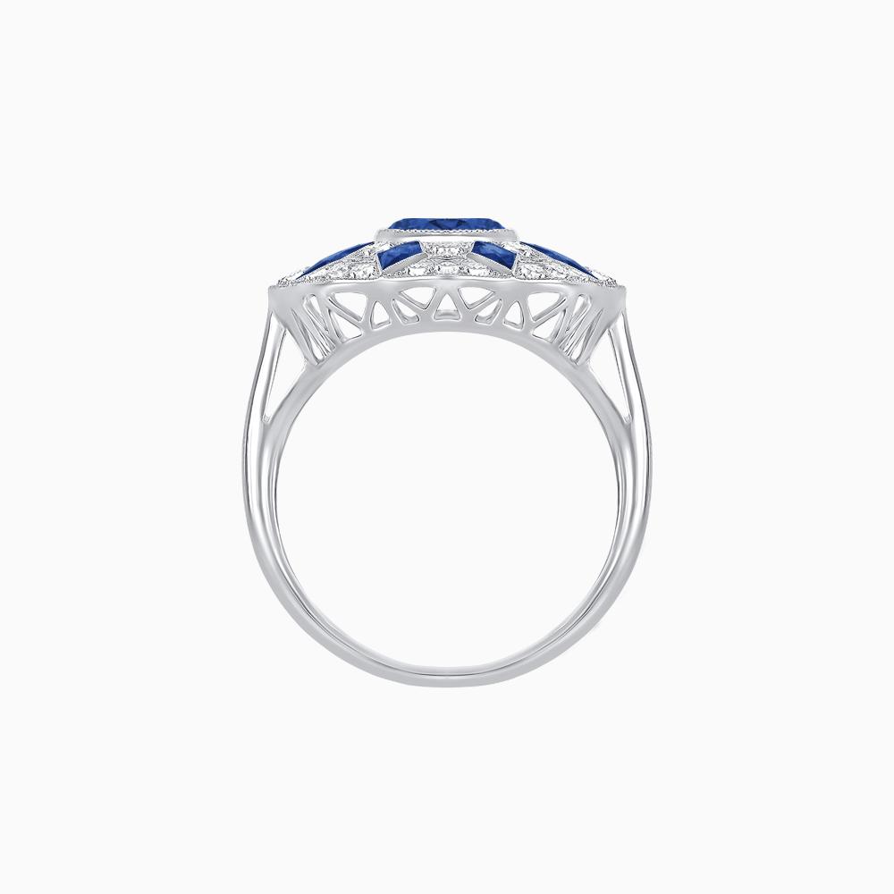 Art Deco Inspired Starburst Gemstone & Diamond Cocktail Ring - Shahin Jewelry