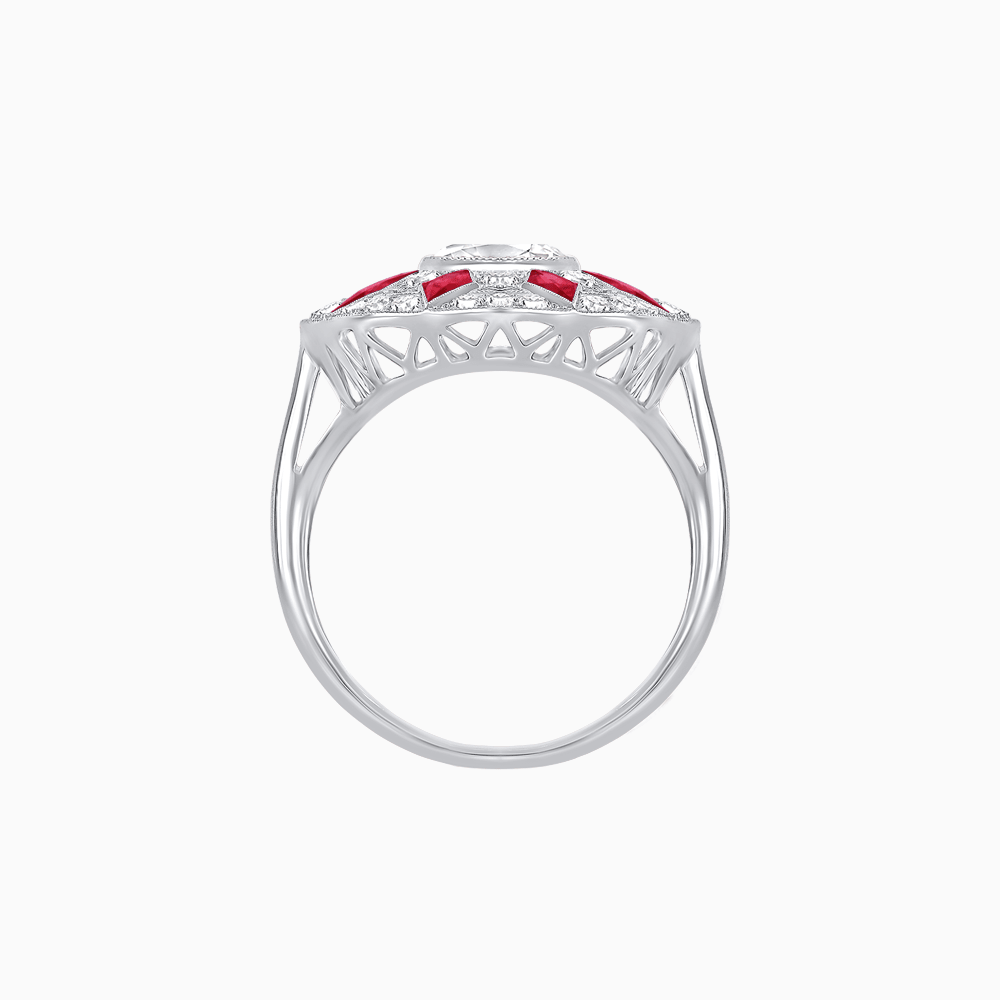 Art Deco Inspired Starburst Gemstone & Diamond Cocktail Ring - Shahin Jewelry