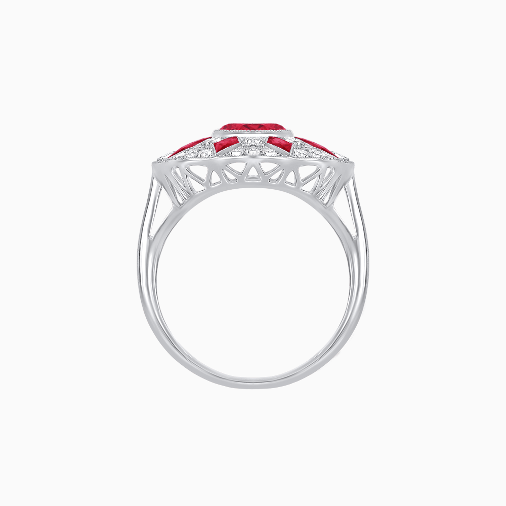 Art Deco Inspired Starburst Gemstone & Diamond Cocktail Ring - Shahin Jewelry