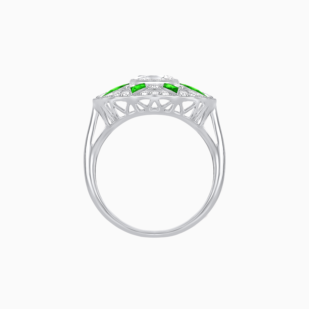 Art Deco Inspired Starburst Gemstone & Diamond Cocktail Ring - Shahin Jewelry