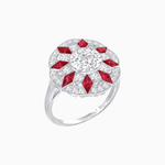 Load image into Gallery viewer, Art Deco Inspired Starburst Gemstone &amp; Diamond Cocktail Ring - Shahin Jewelry