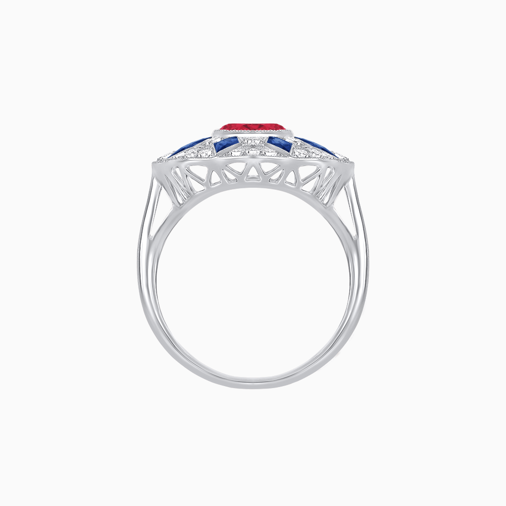 Art Deco Inspired Starburst Gemstone & Diamond Cocktail Ring - Shahin Jewelry