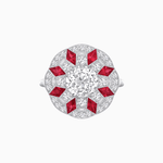 Load image into Gallery viewer, Art Deco Inspired Starburst Gemstone &amp; Diamond Cocktail Ring - Shahin Jewelry