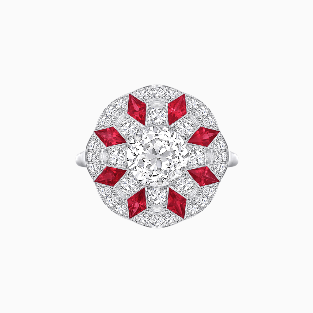 Art Deco Inspired Starburst Gemstone & Diamond Cocktail Ring - Shahin Jewelry