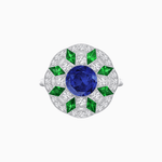 Load image into Gallery viewer, Art Deco Inspired Starburst Gemstone &amp; Diamond Cocktail Ring - Shahin Jewelry