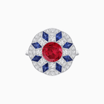 Load image into Gallery viewer, Art Deco Inspired Starburst Gemstone &amp; Diamond Cocktail Ring - Shahin Jewelry