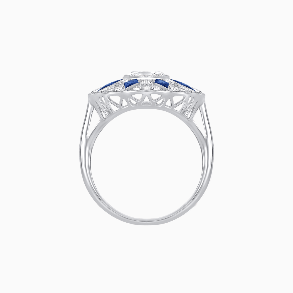 Art Deco Inspired Starburst Gemstone & Diamond Cocktail Ring - Shahin Jewelry