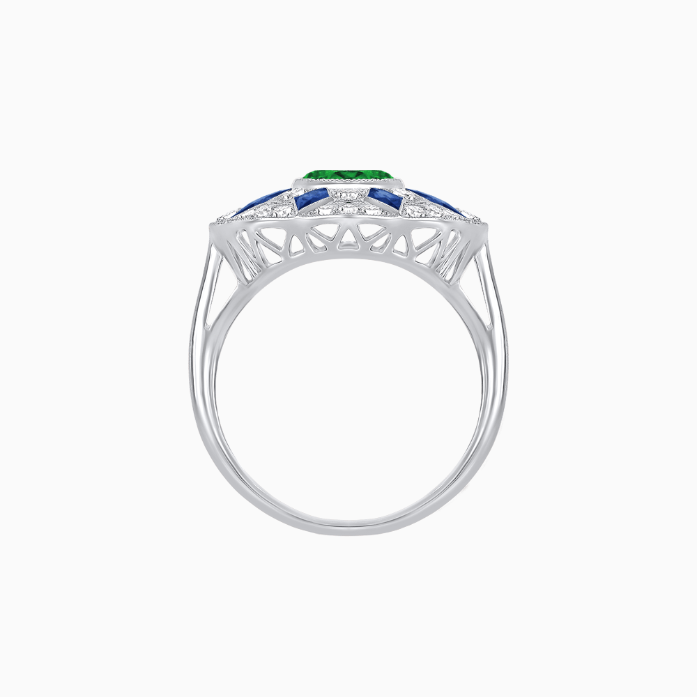 Art Deco Inspired Starburst Gemstone & Diamond Cocktail Ring - Shahin Jewelry